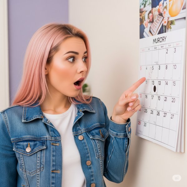 Joven sorprendida al ver una fecha marcada en el calendario, reflejando la velocidad del reclutamiento digital en Talenty