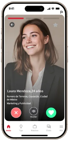 Perfil profesional de una joven candidata en la app Talenty, lista para conectar con empresas que buscan talento